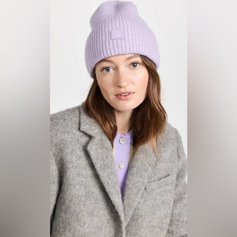 Acne Studios Small Face Logo Beanie (Purple Melange)